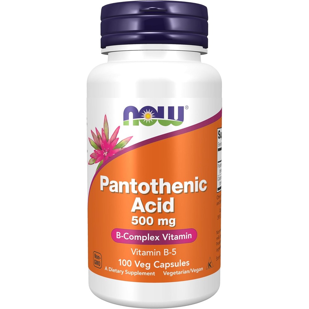 Now Foods Pantothenic Acid 500mg capsules bottle front view