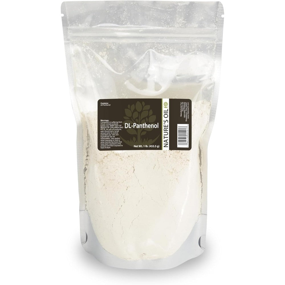 Nature's Oil DL Panthenol Powder Pro Vitamin B5 1 Pound jar front view