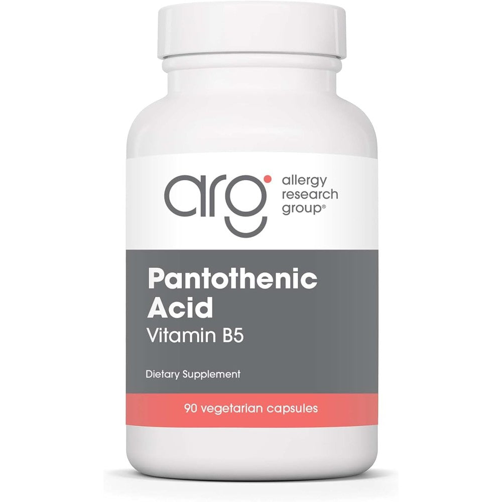 Allergy Research Group Pantothenic Acid 500 mg front view bottle for metabolism support