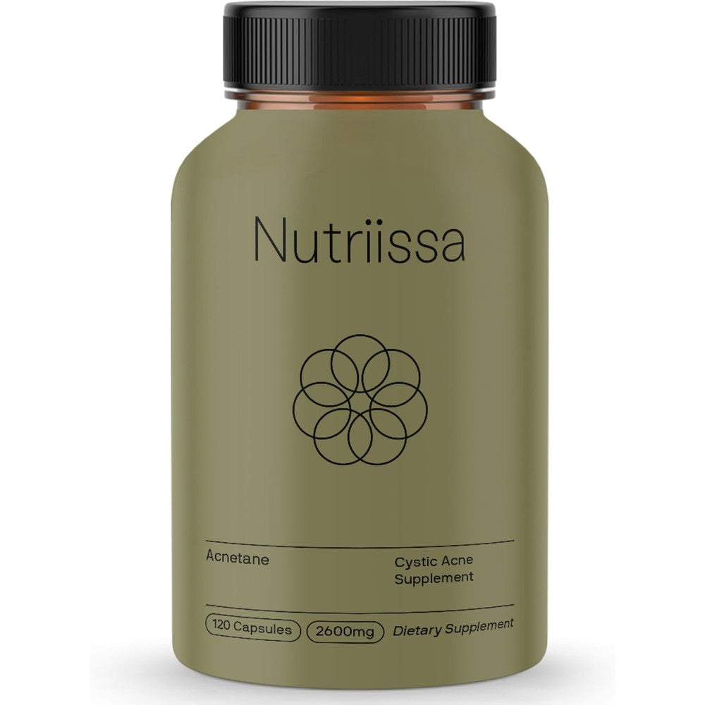 Nutriissa Acnetane hormonal and cystic acne supplement bottle front view