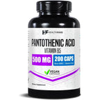 Healthfare Pantothenic Acid 500mg Vitamin B5 supplement bottle front view