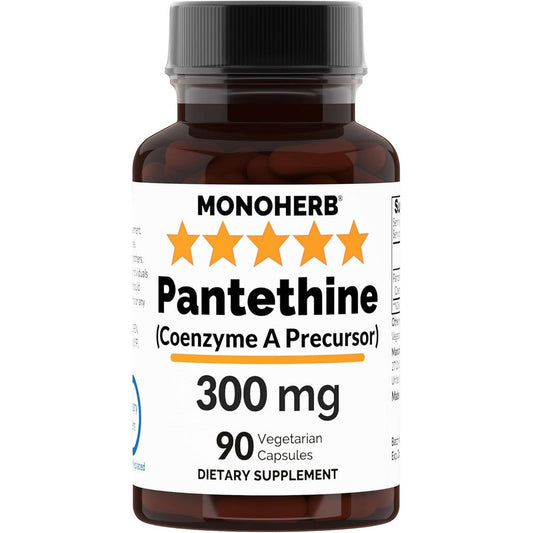 Monoherb Pantethine 300mg 90 Vegetarian Capsules front view bottle