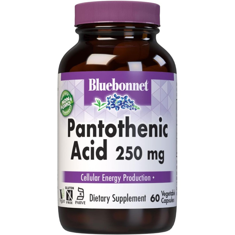 BlueBonnet Pantothenic Acid 250mg Vitamin B5 supplement bottle front view