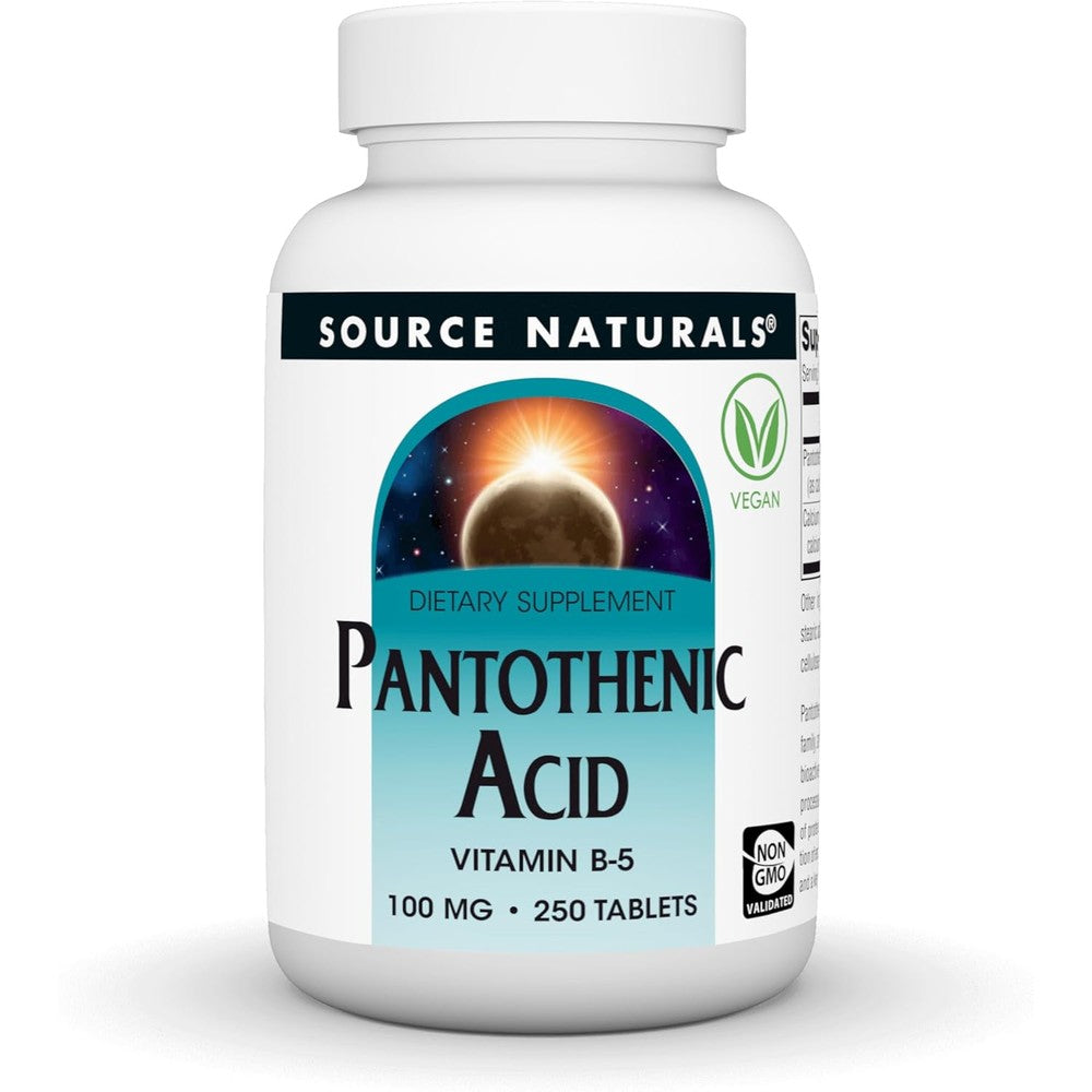 Source Naturals Pantothenic Acid 100mg 250 tablets front view