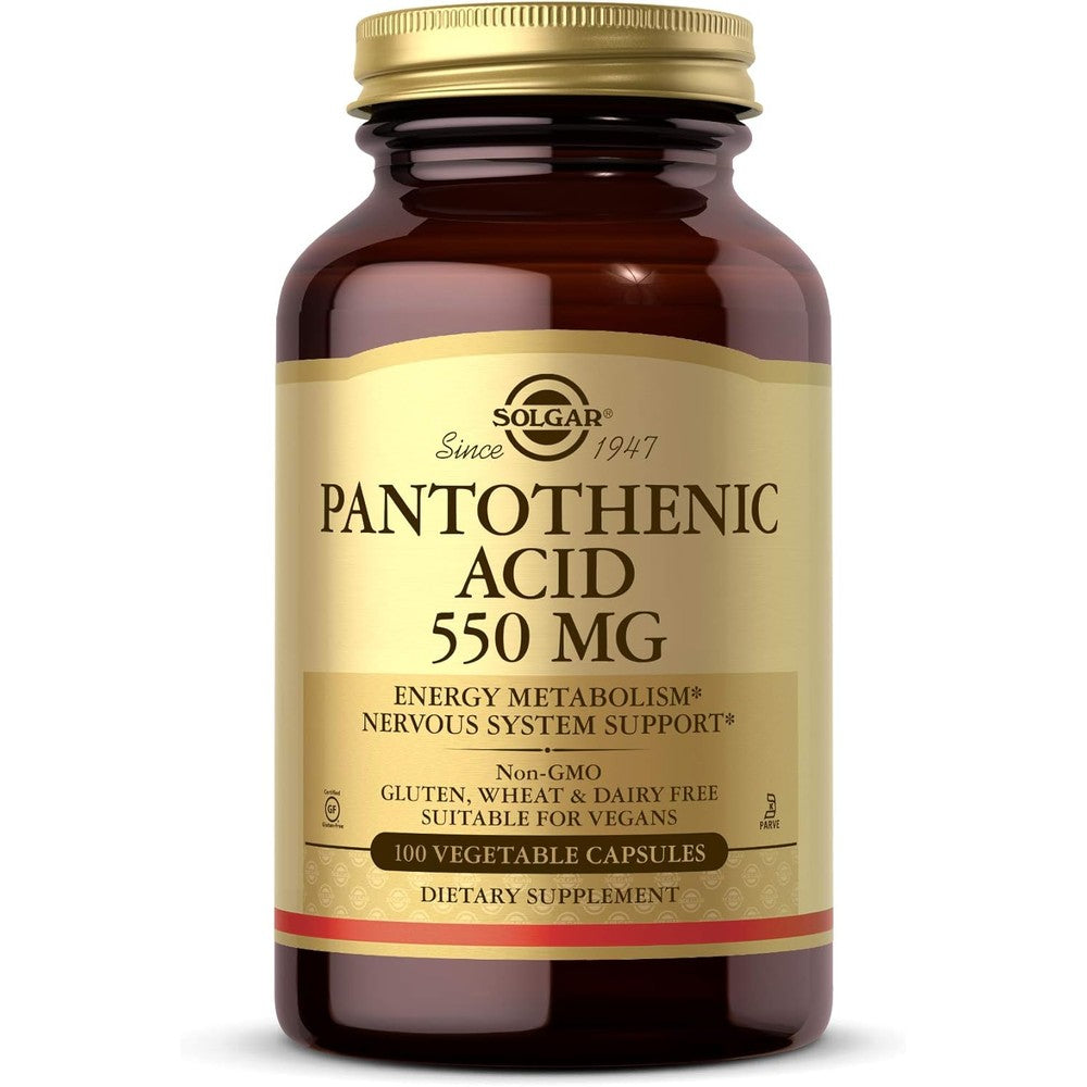 Solgar Pantothenic Acid 550mg 100 Capsules front view