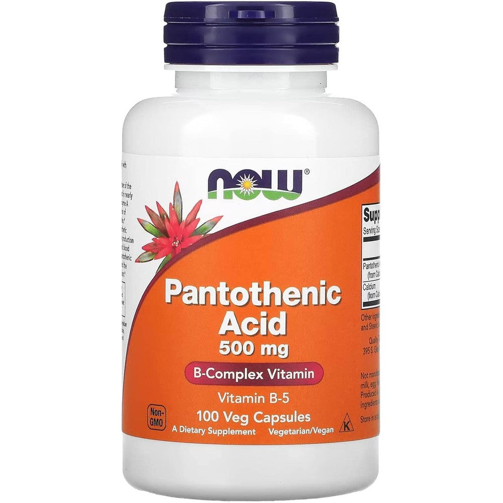 Now Foods Pantothenic Acid Vitamin B5 500mg supplement bottle front view