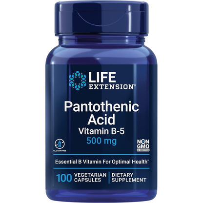 Life Extension Pantothenic Acid 500mg front bottle view