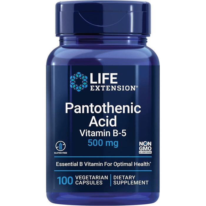 Life Extension Pantothenic Acid 500mg front bottle view