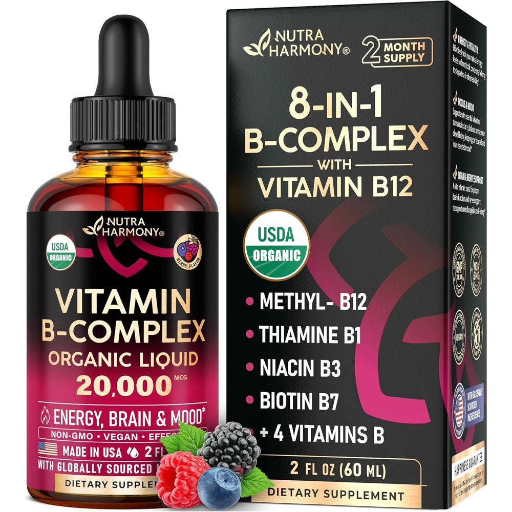 Nutraharmony Organic Vitamin B Complex Liquid Drops front label view