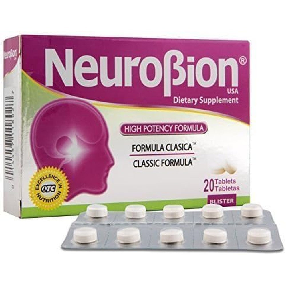 Neurobion Classic Vitamin B Energy Booster 20 Tablets front view packaging
