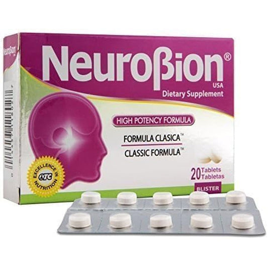 Neurobion Classic Vitamin B Energy Booster 20 Tablets front view packaging