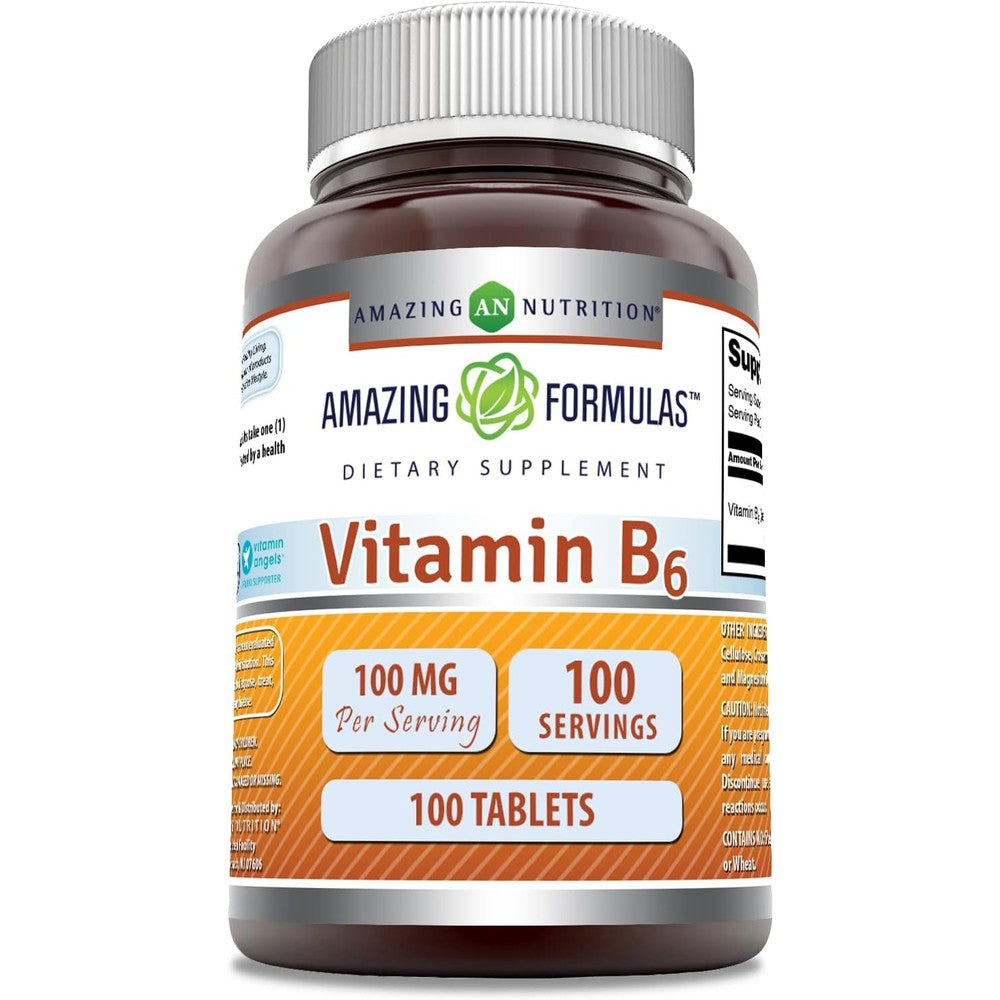 Amazing Nutrition Vitamin B6 Pyridoxine 100mg front view