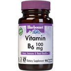 Bluebonnet Nutrition Vitamin B6 100mg front view showing 90 vegetable capsules bottle
