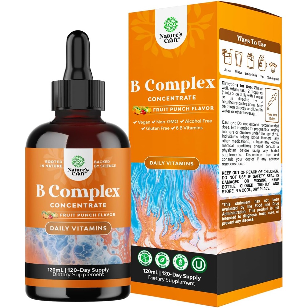Natures Craft Vegan Vitamin B Complex Liquid front view bottle