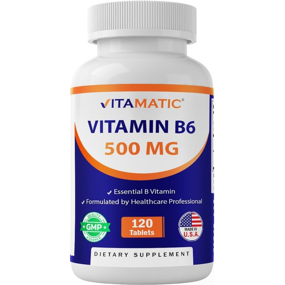 Vitamatic Vitamin B6 500mg bottle front view