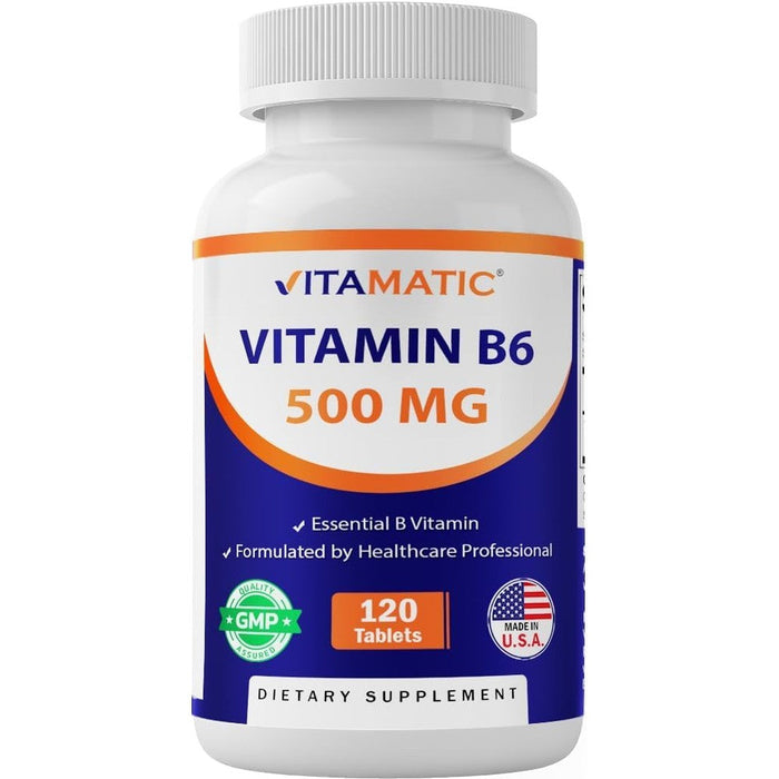 Vitamatic Vitamin B6 500mg bottle front view