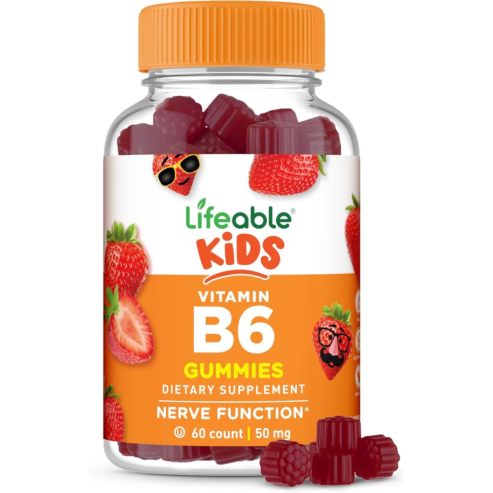 Lifeable Vitamin B6 Gummies for Kids front bottle view