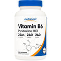 Nutricost Vitamin B6 Pyridoxine HCl 25mg front view supplement bottle