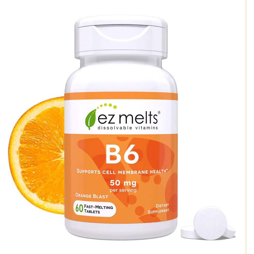 EZ Melts Vitamin B6 50 mg dissolvable tablets front view packaging