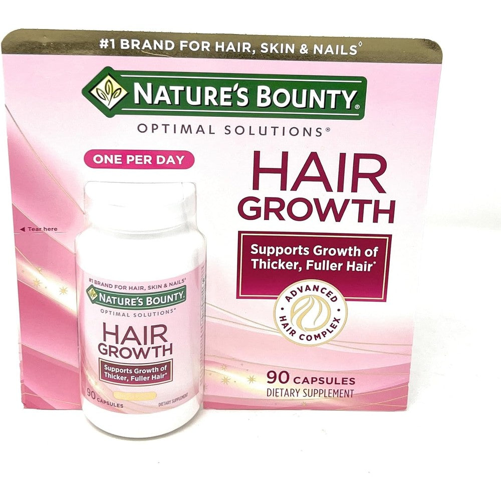 Nature's Bounty Optimal Solutions Hair Growth 90 capsules bottle front view