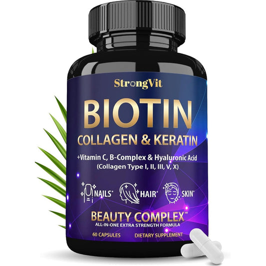 Vitboost Biotin Complex 120 capsules front bottle view for authentic hair growth vitamins