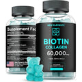 New Elements Biotin and Collagen Peptides Gummies front view bottle for hair growth