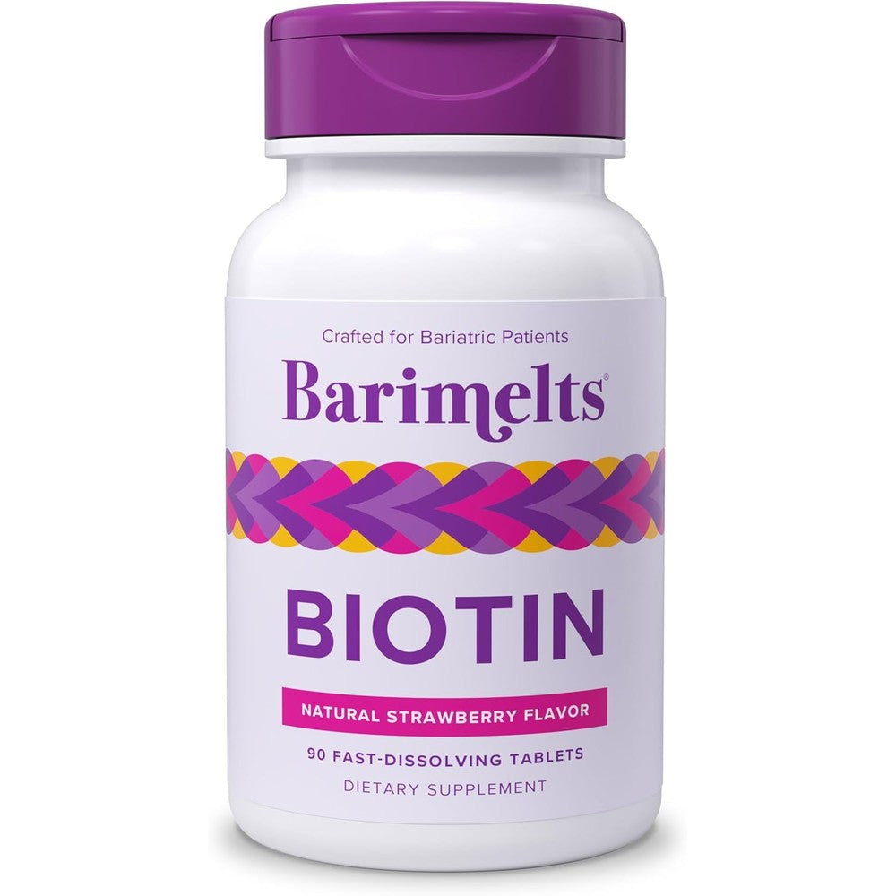 BariMelts Biotin 5000 Micrograms front view bottle of bariatric vitamins