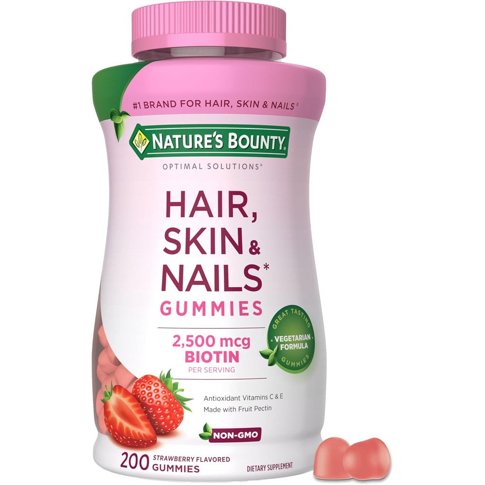 Nature's Bounty Optimal Solutions Hair Skin and Nails Pectin Gummies front packaging view