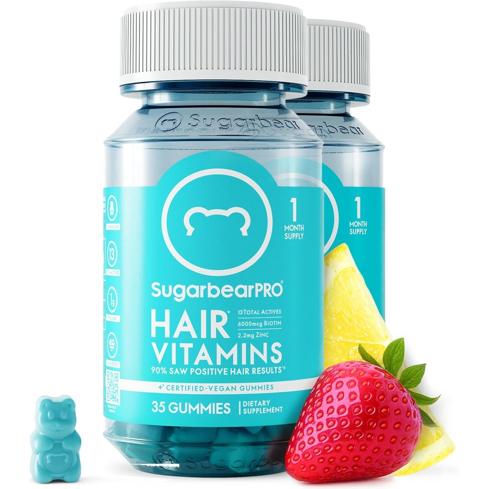 SugarbearPRO Hair Vitamin Gummies Extra Strength 70 count front bottle view