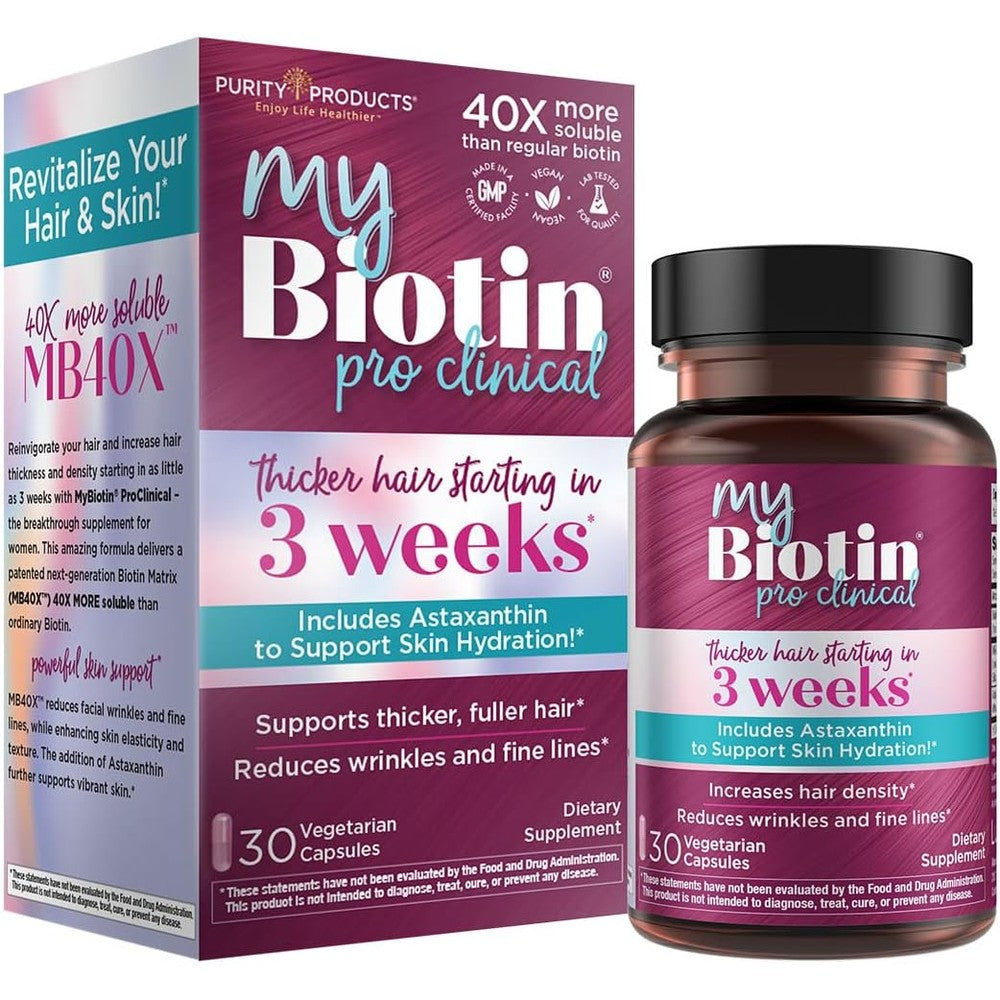 Purity Products MyBiotin ProClinical bottle front view for hair density support