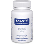 Pure Encapsulations Biotin 8mg bottle front view premium hair and nail supplement