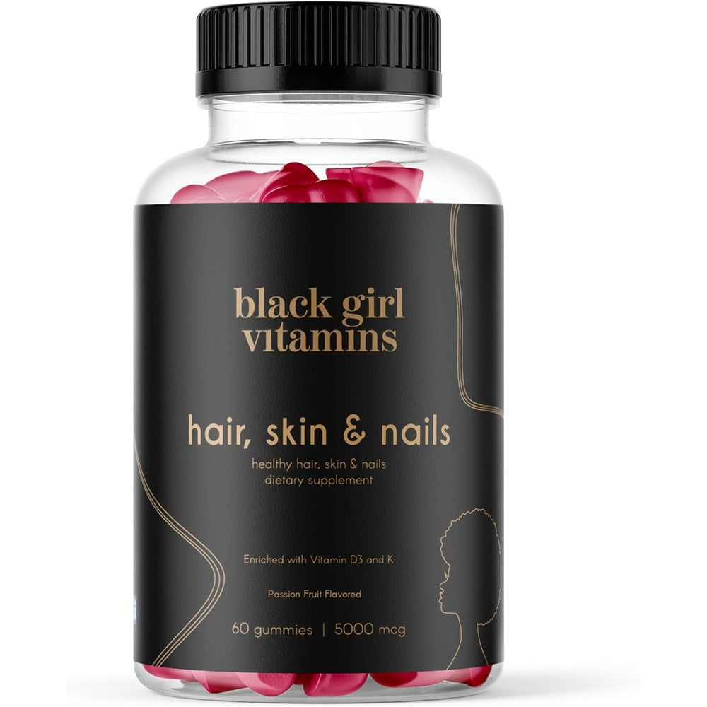 Black Girl Vitamins Hair Skin and Nails Gummies front bottle view