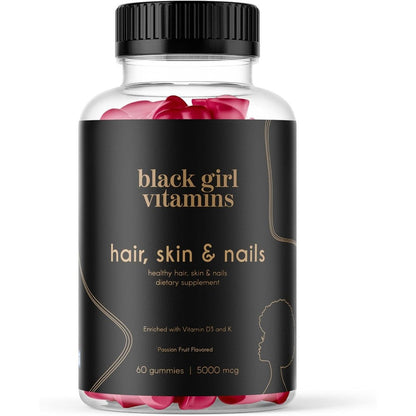 Black Girl Vitamins Hair Skin and Nails Gummies front bottle view