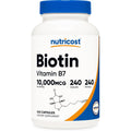Nutricost Biotin 10000mcg vitamin B7 capsules for hair skin and nail support