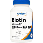Nutricost Biotin 10000mcg vitamin B7 capsules for hair skin and nail support