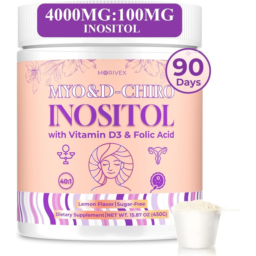 Morivex Myo-Inositol and D-Chiro Inositol powder supplement container front view