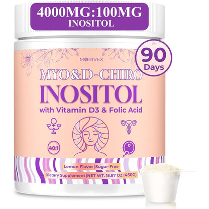 Morivex Myo-Inositol and D-Chiro Inositol powder supplement container front view