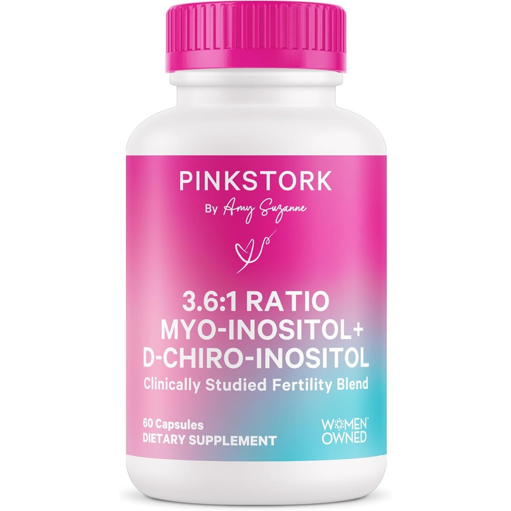 Pink Stork Myo-Inositol and D-Chiro Inositol supplement bottle front view