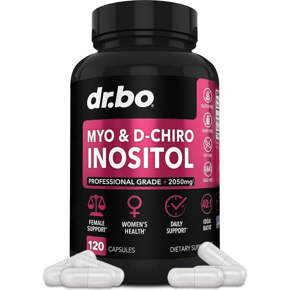 Dr Bo Inositol Supplement for Women front view bottle showing 2050mg strength
