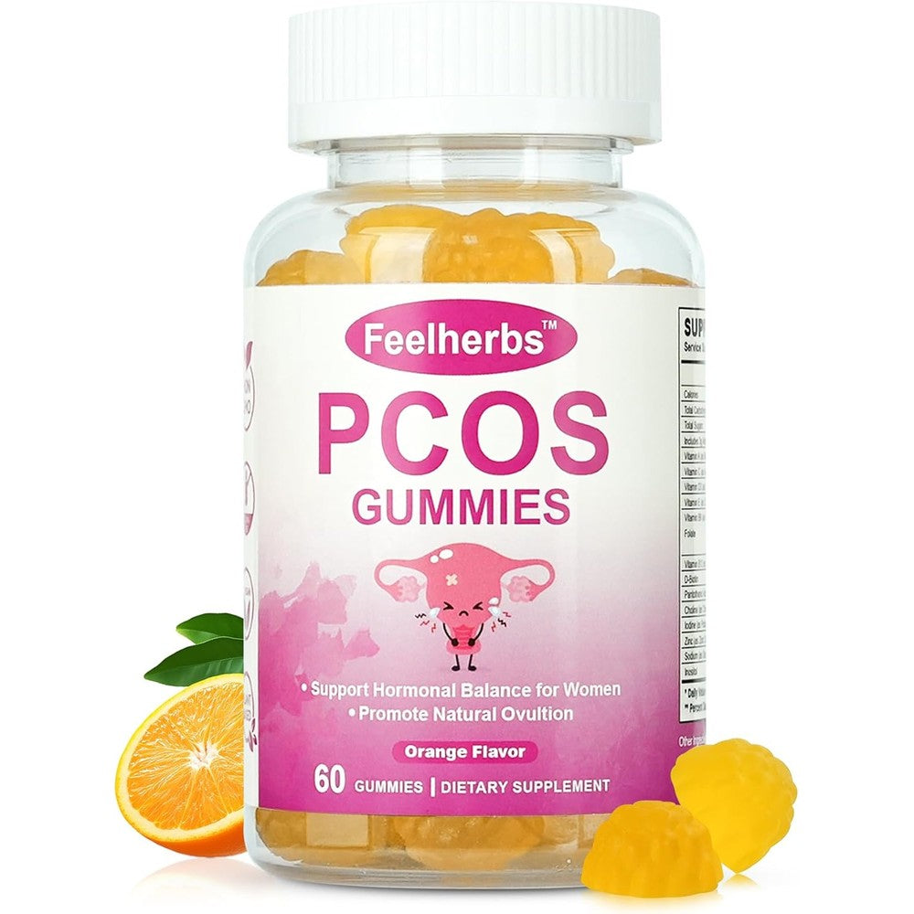 Feelherbs PCOS Hormonal Balance and Ovarian Support Gummies front view packaging