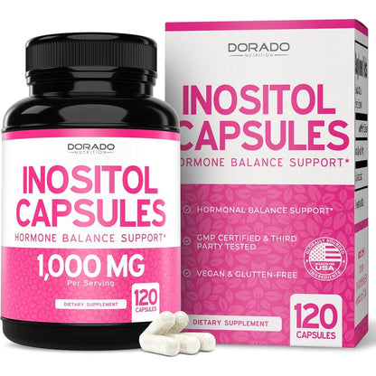 Dorado Nutrition Myo Inositol 1000mg front bottle view for women hormone balance support