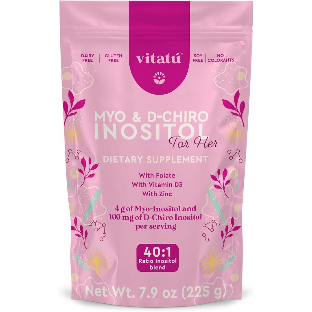 Vitatu Myo Inositol and D-Chiro Inositol 225g powder pouch front view