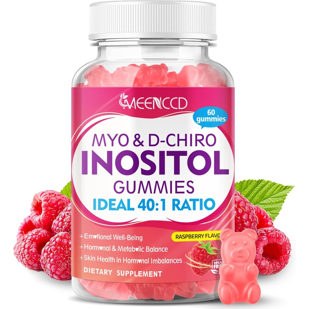MEENCCD Myo Inositol and D Chiro Inositol Gummies front bottle view for women health support