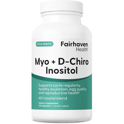 Fairhaven Health Myo Inositol and D-Chiro Inositol bottle front view