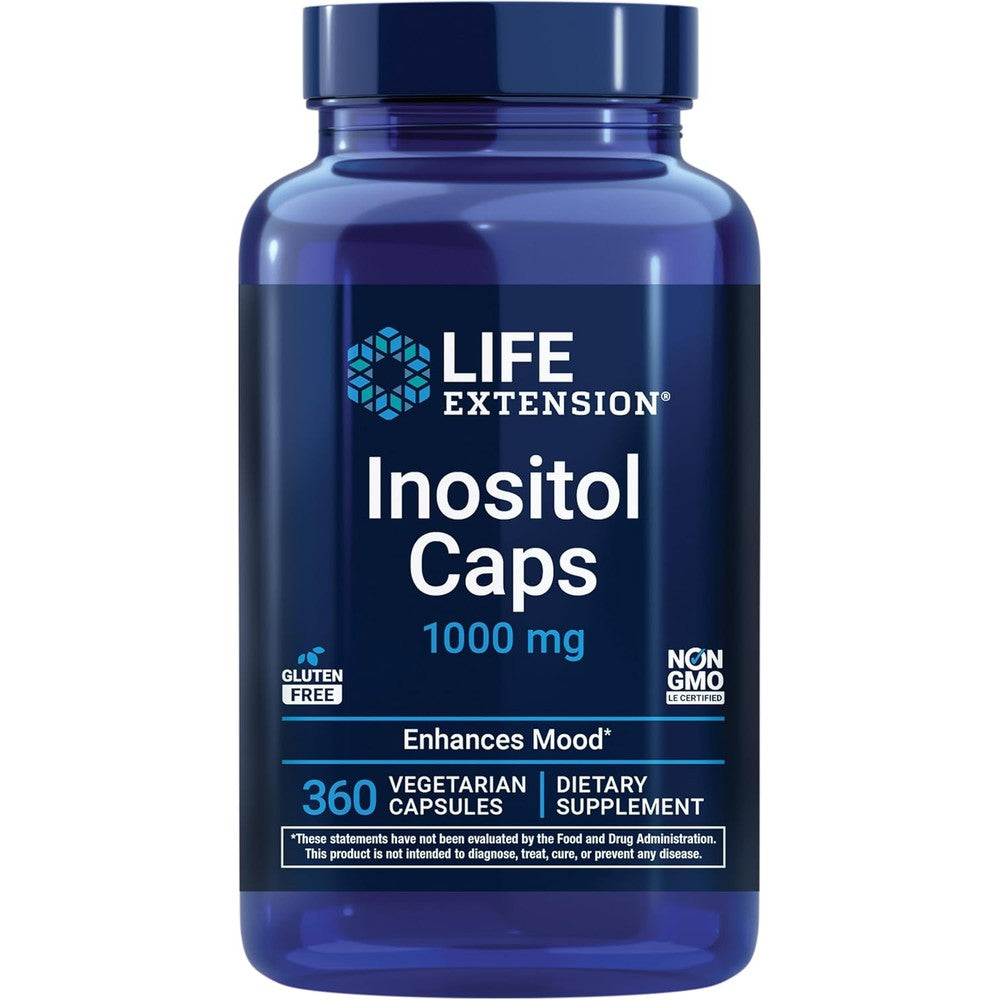 Life Extension Inositol Caps 1000mg front view supplement bottle