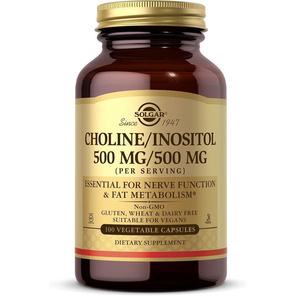Solgar Choline Inositol 500mg front view bottle