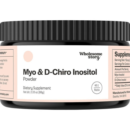 Wholesome Story Myo-Inositol and D-Chiro Inositol powder bottle front view