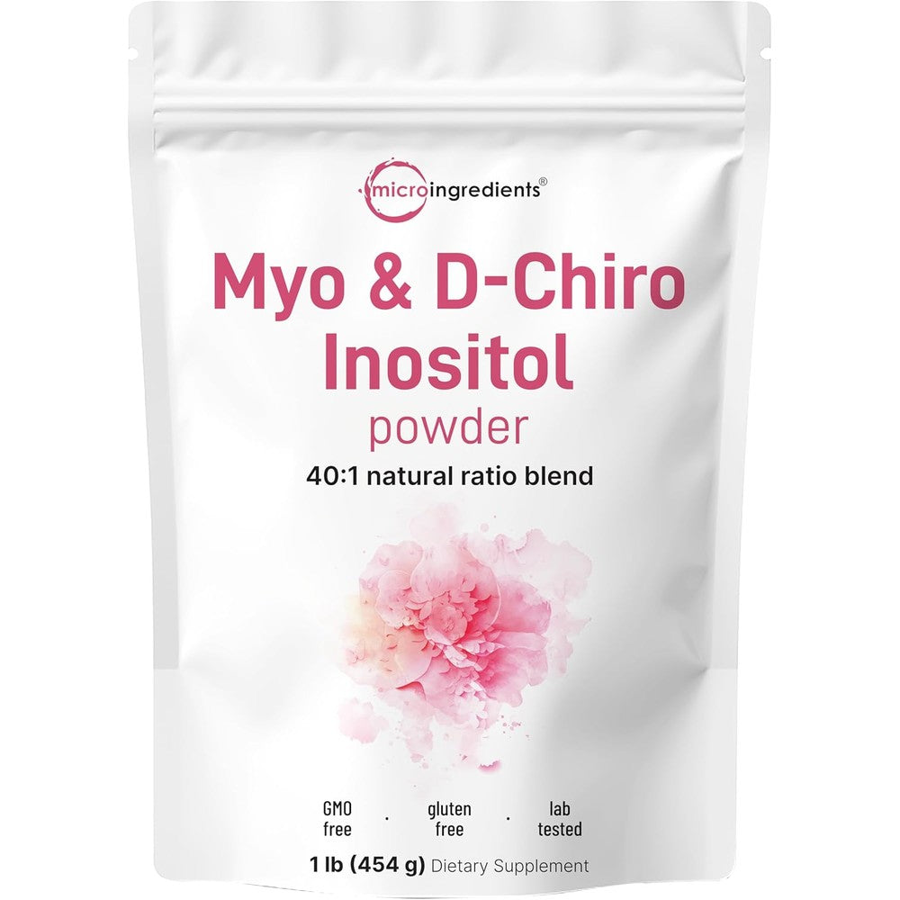 Micro Ingredients Myo Inositol and D Chiro Inositol Powder front view packaging for hormonal balance supplement