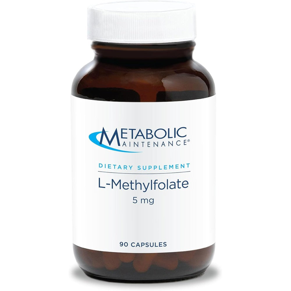 Metabolic Maintenance L Methylfolate 5mg front bottle view showcasing active folate methylation support