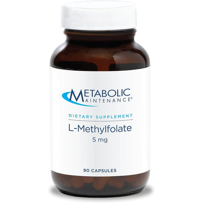 Metabolic Maintenance L Methylfolate 5mg front bottle view showcasing active folate methylation support